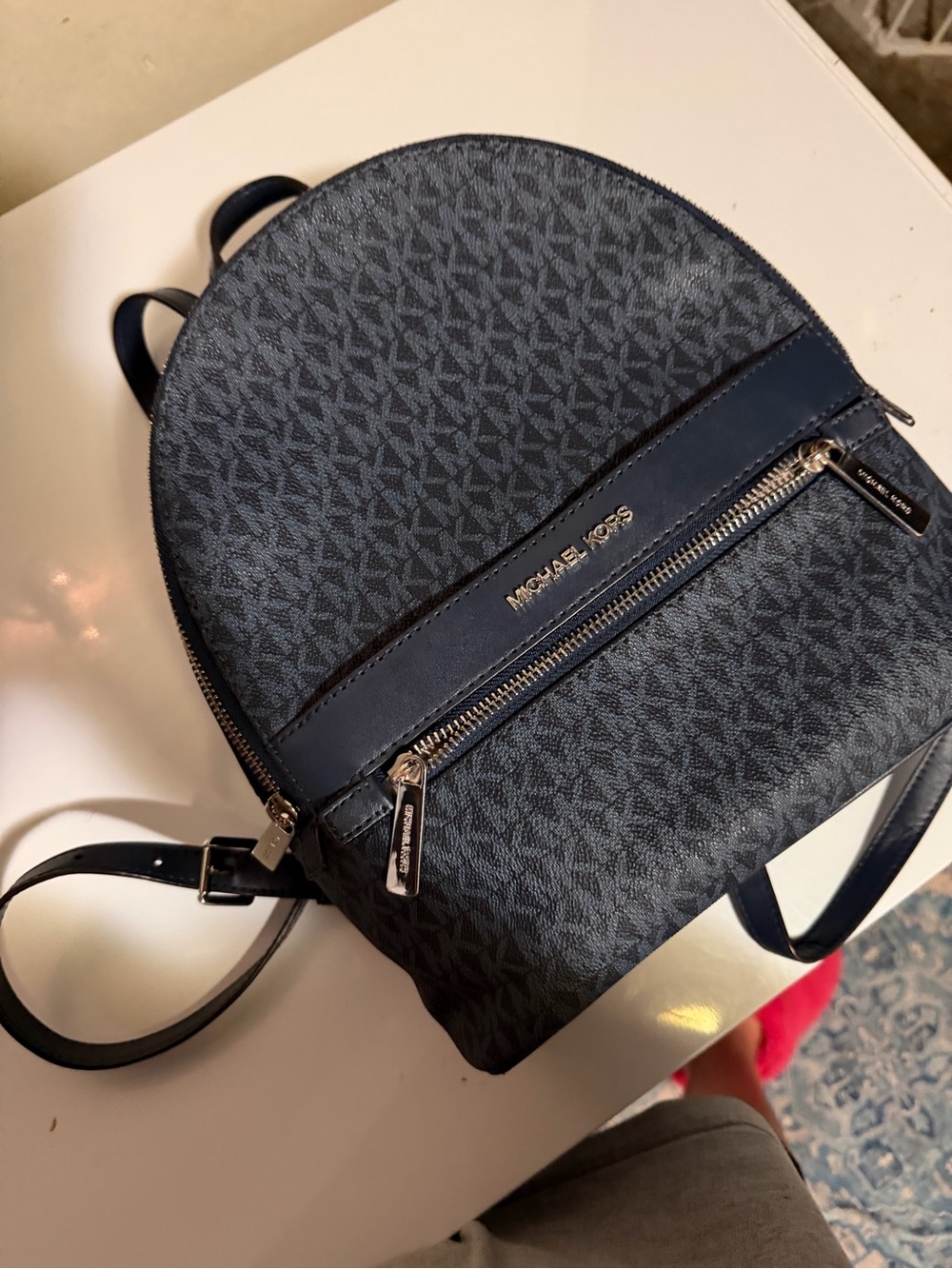 Michael Kors Dark Blue Signature Mini Backpack